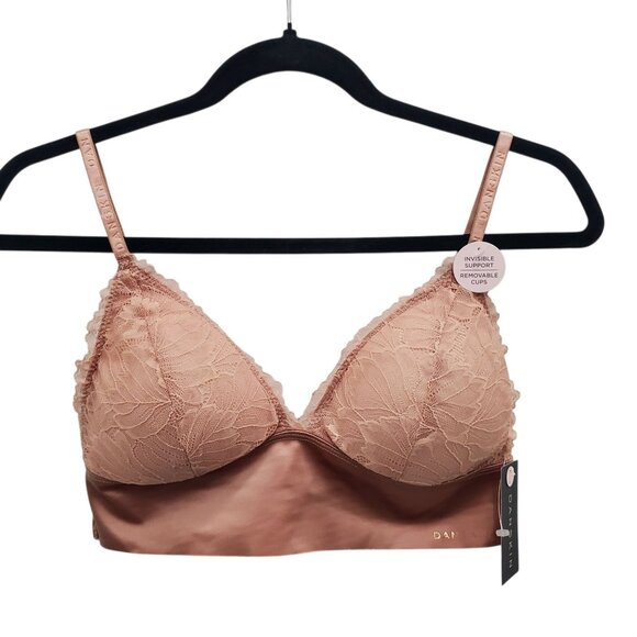 Danskin Intimates Rosegold Invisible Support Plunge Lace Cup Bralette NWT Size L - Picture 1 of 6